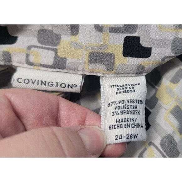 COVINTON BUTTON DOWN TOP 3/4 SLEEVE PLUS SIZE 24-26W - Picture 3 of 4